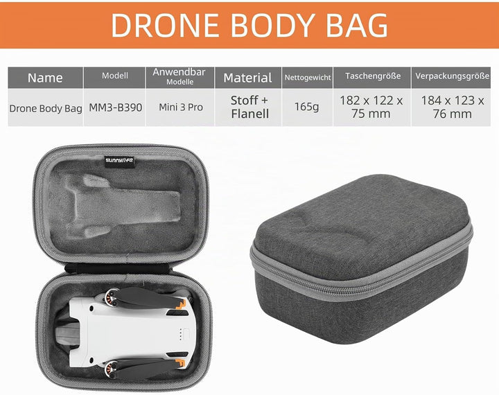 Tasche für DJI Mini 3 Pro mit Fernbedienung, Hardcase Box Transportkoffer Klein Ultralight Zubehör