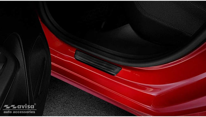 Avisa Black INOX Door sill Protectors Compatible with Opel Corsa F HB 5-Doors 2019- 'Special Edition