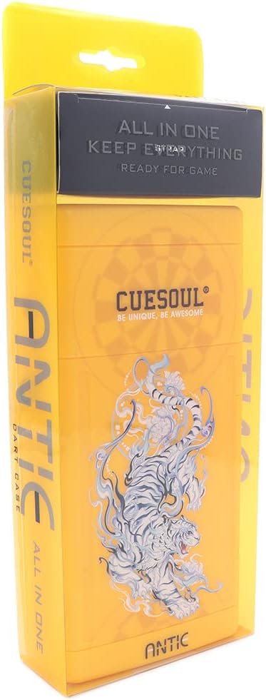 CUESOUL ANTIE Hard Dart Case, Hält 6 Steeldarts/Soft Tip Darts und zusätzliches Zubehör, mit Vier my