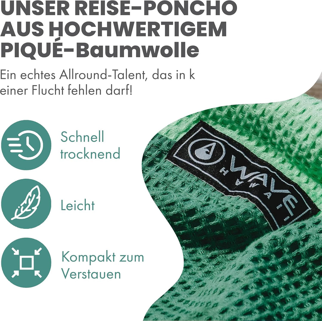 WAVE HAWAII Bade-Poncho Damen & Herren Breese | Grösse S/M, 155-185cm I 100% Baumwolle Surf-Poncho E