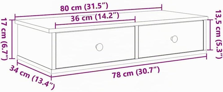 vidaXL Wandregal mit Schubladen, Eiche, handgefertigt, Holz, Wandregal mit Schrank, Aufbewahrungssch