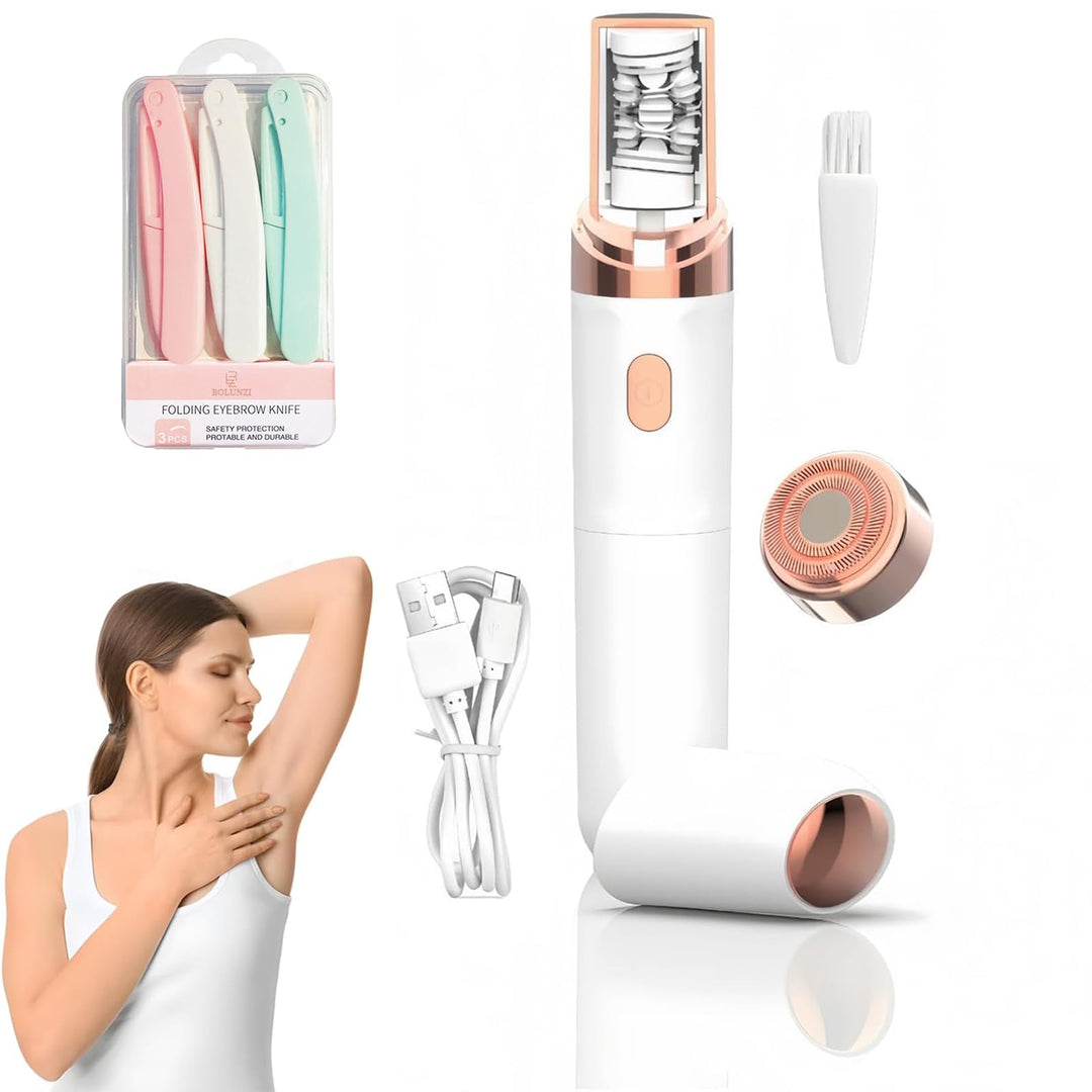 Neuer 2-in-1 Gesichts-Haarentferner für Frauen, Kabelloser Elektrischer Epilierer mit LED-Licht, USB
