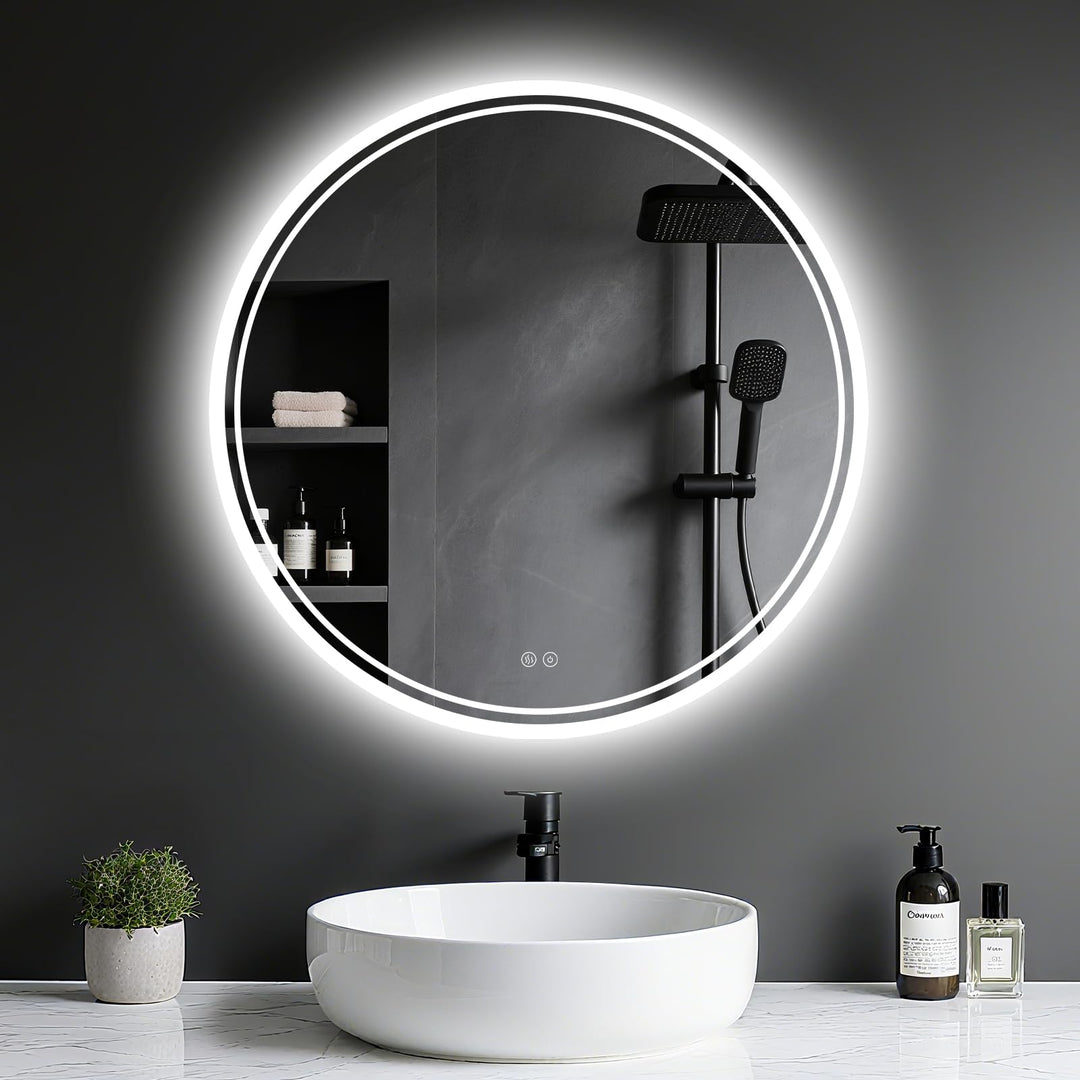 Badspiegel mit Beleuchtung - Badezimmer-Spiegel-LED mit Beschlagfrei, Touch-Schalter, Dimmbar, 3 Lic