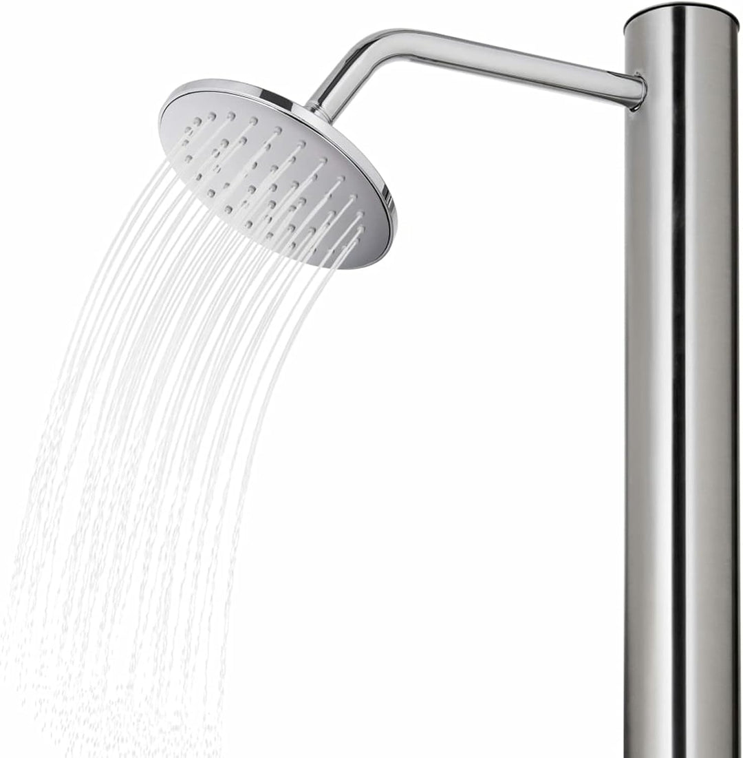 Gartendusche mit Grauer Bodenplatte, Outdoor Shower, Garten Dusche, Aussendusche Garten, Duschkopf F