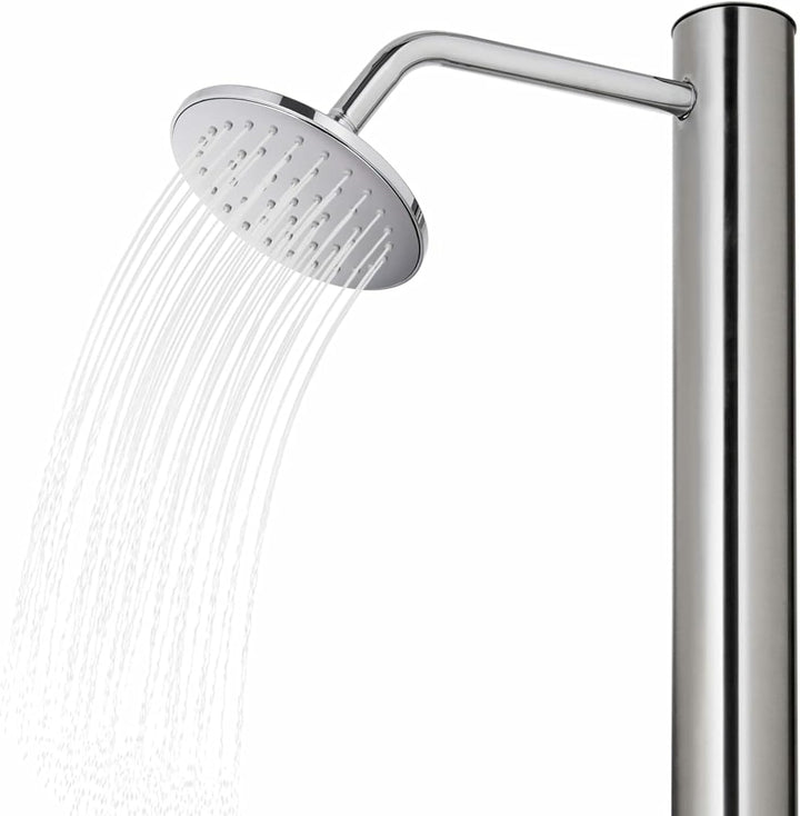 Gartendusche mit Grauer Bodenplatte, Outdoor Shower, Garten Dusche, Aussendusche Garten, Duschkopf F