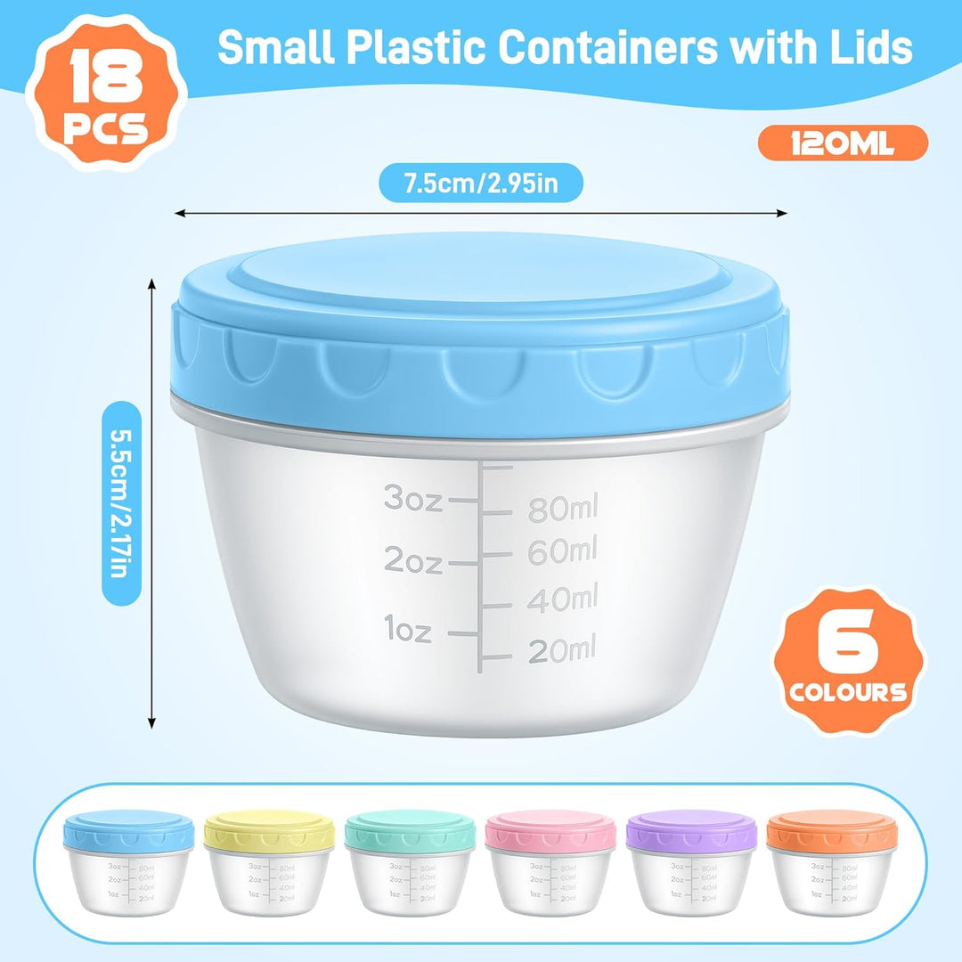 18 Stück Gefrierdosen Klein 120ML mit Messskala, Auslaufsichere Kleine Dosen mit Deckel Plastik, Wie