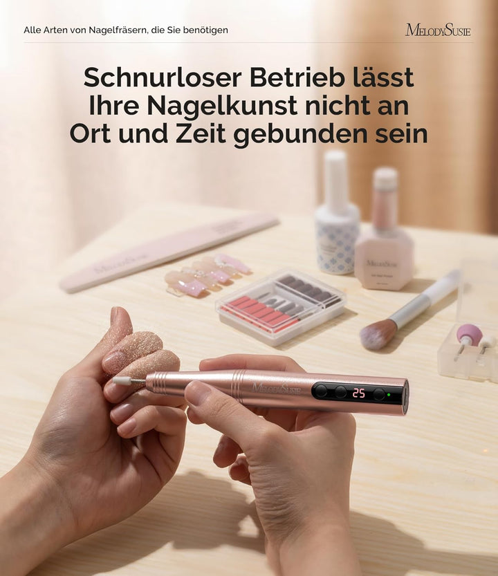 MelodySusie Kabellose Elektrische Nagelfräser 11 in 1 Kit, PC180F 25000RPM Tragbare Nagelfeile Set f