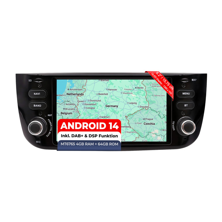 M.I.C. AFI6-L2 Android 14 Autoradio mit Navigation: MT6765V, 4GB+64GB, 6.2 Zoll QLED Display, SIM, A
