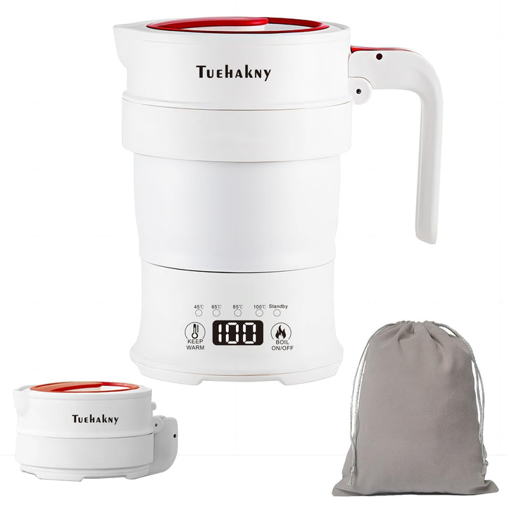 0.7L Faltbarer Elektrischer Wasserkocher, Tragbarer Camping Wasserkocher mit Temperaturregelung, Fal