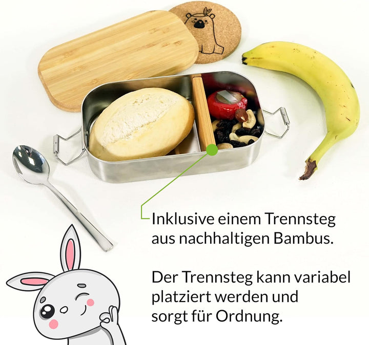 Vesperdose Kindergarten, Brotdosen mit Trennfächern für Kinder, Knäckebrotdose mit Unterteilung, Jau