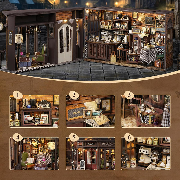 Fsolis DIY Puppenhaus aus Holz, Massstab 1:24, Puppenhaus-Miniatur mit Möbeln und Staubschutz, handg