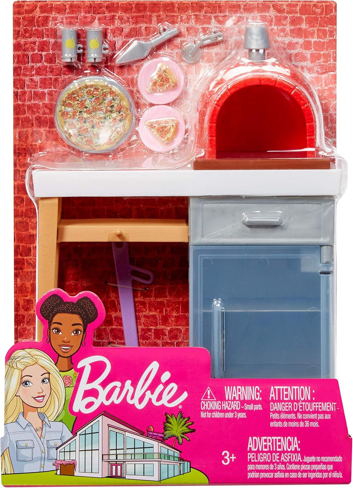 Barbie Möbel Outdoor Pizza Oven Pizza Spielset, Pizza Spielset