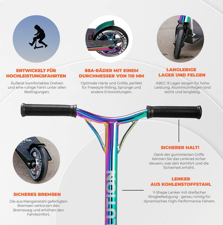 Raven Stunt Scooter Kinder ab 5 Jahre und Erwachsene, Stunt Roller 360°,Trick Roller,Tretroller, Cit