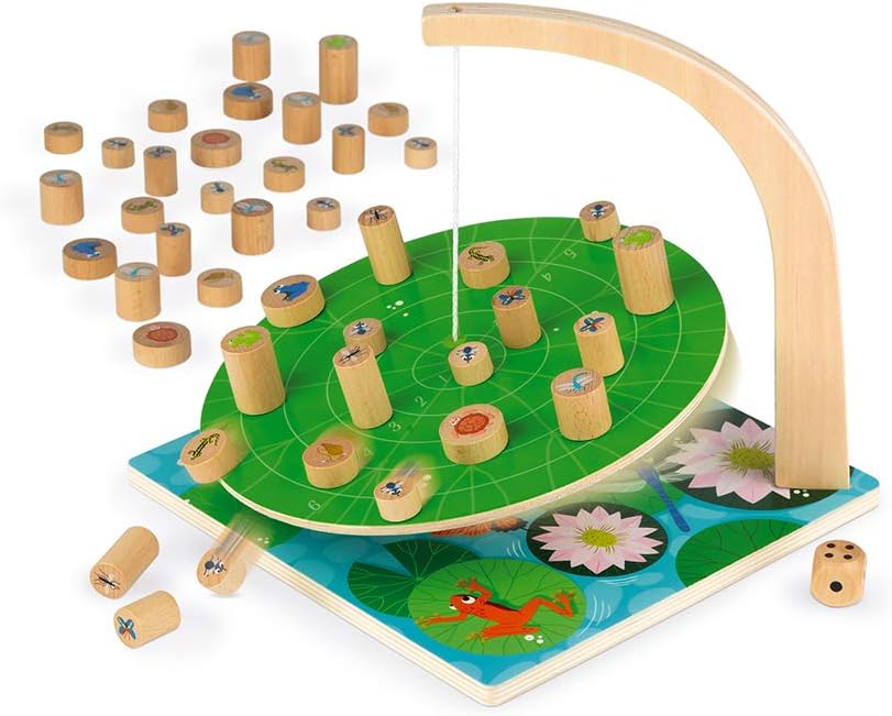 Janod - Waterlily Challenge - Childrens Board Game - Skill and Strategy Game - Wooden Toy - 2 to 6 P