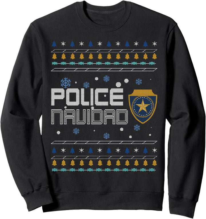 Police Navidad Ugly Pattern Dezember Hässliche Sweatshirt