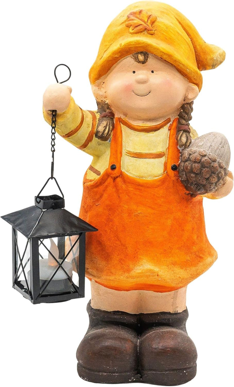 Wichtelstube-Kollektion XL 35cm hoch Gerda mit Laterne im Frühherbst Gartendeko für den Herbst deko