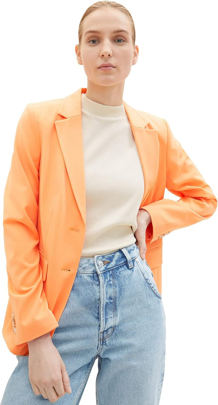 TOM TAILOR Damen Basic Blazer 44 29751 - Bright Mango Orange, 44 29751 - Bright Mango Orange