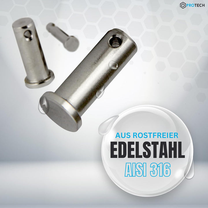 PROTECH 25 Stück Steckbolzen 6x24mm Edelstahl V4A rostfreier A4 Bolzen Splintbolzen Stecksplint Sich