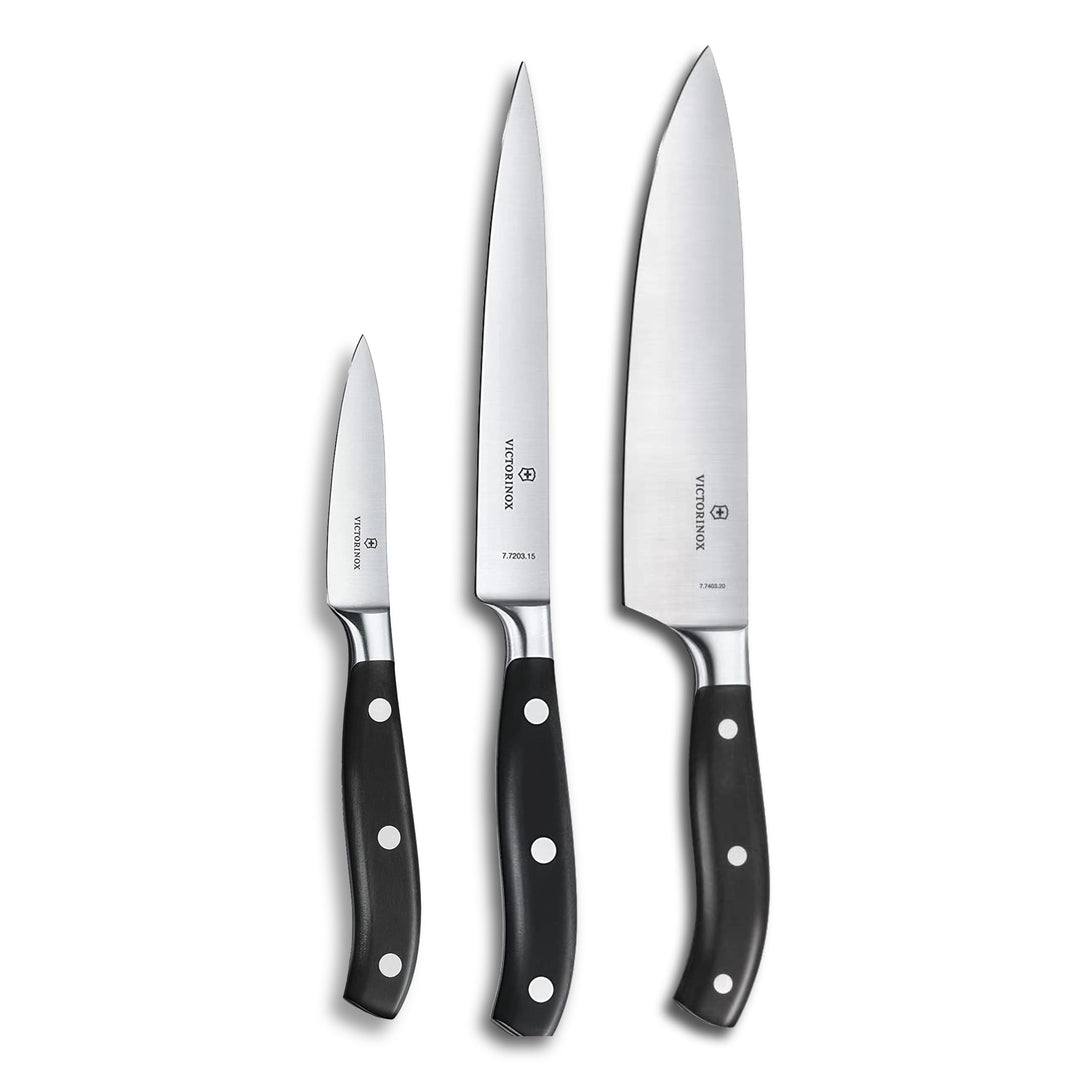 Victorinox Grand Maître, Profi Koch-Set, 3-teilig, gerader Schliff, Extra Scharf, Robuster Kunststof