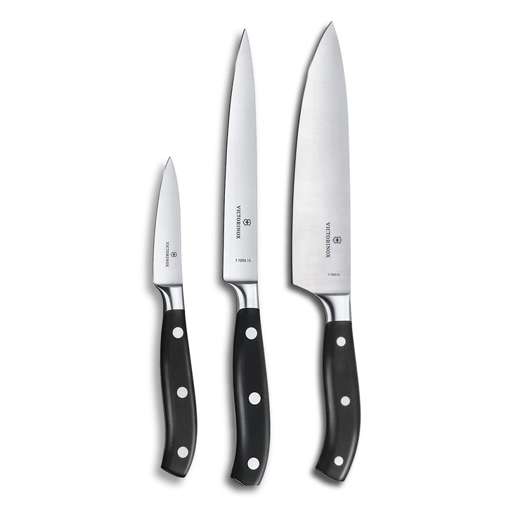 Victorinox Grand Maître, Profi Koch-Set, 3-teilig, gerader Schliff, Extra Scharf, Robuster Kunststof