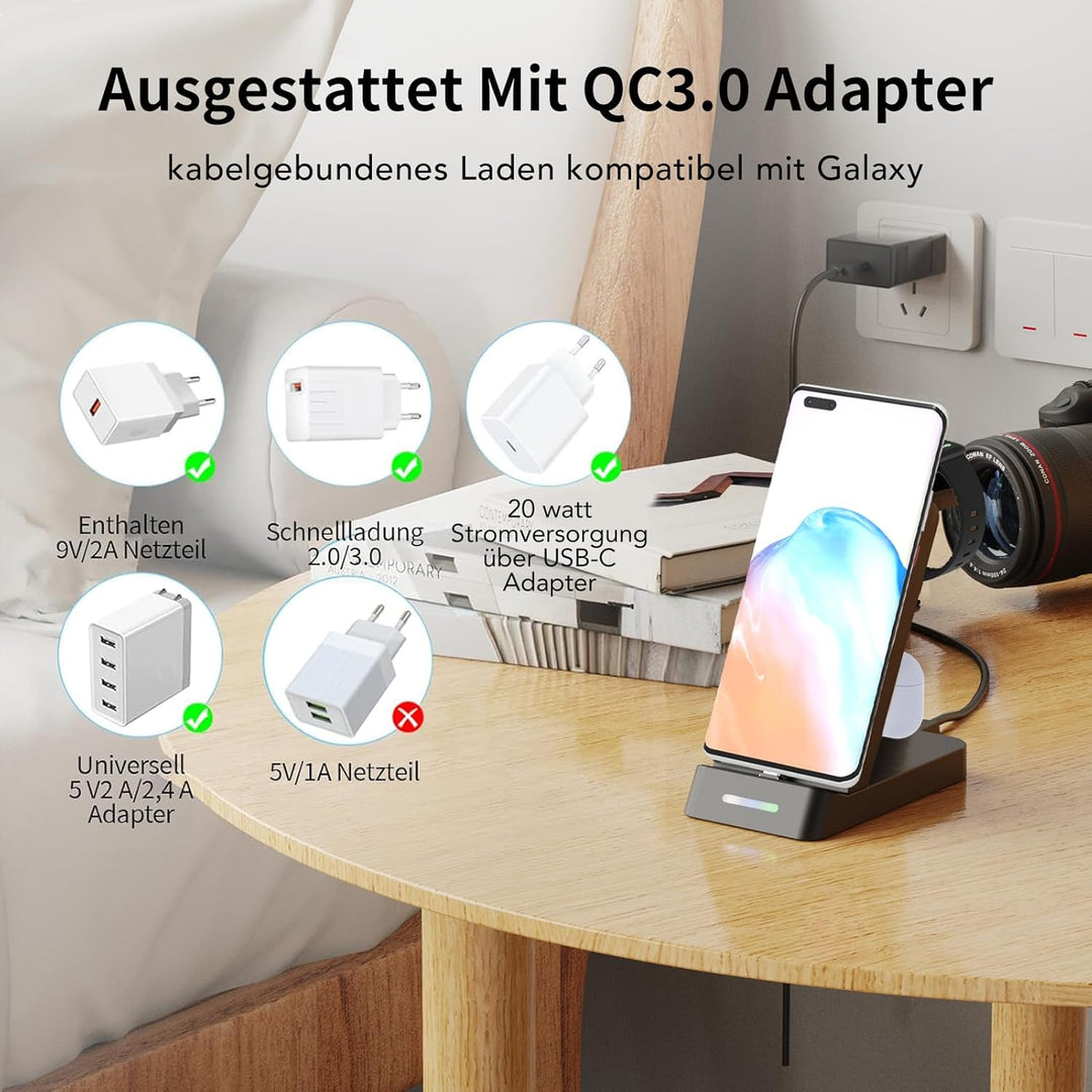 Aimtel 3 in 1 Ladegerät Kompatibel mit Samsung Watch 6 Classic/6/Galaxy Watch 5 Pro/5/4/3/Active2/Sa