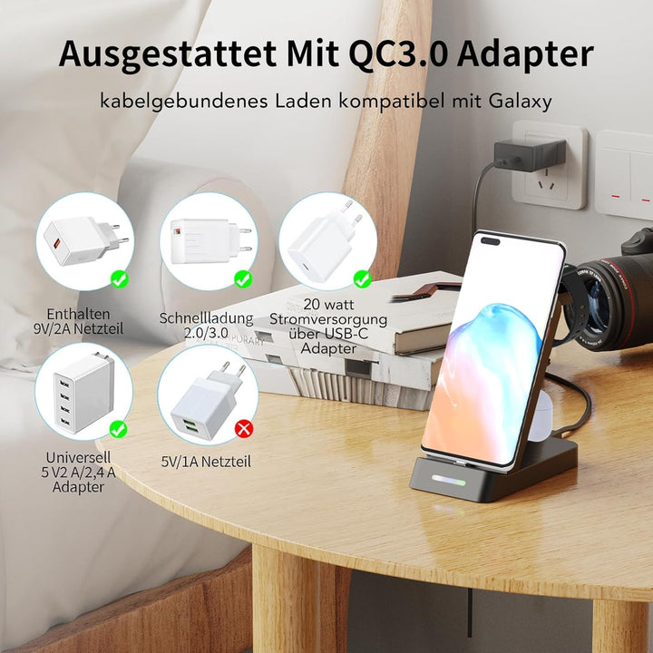 Aimtel 3 in 1 Ladegerät Kompatibel mit Samsung Watch 6 Classic/6/Galaxy Watch 5 Pro/5/4/3/Active2/Sa