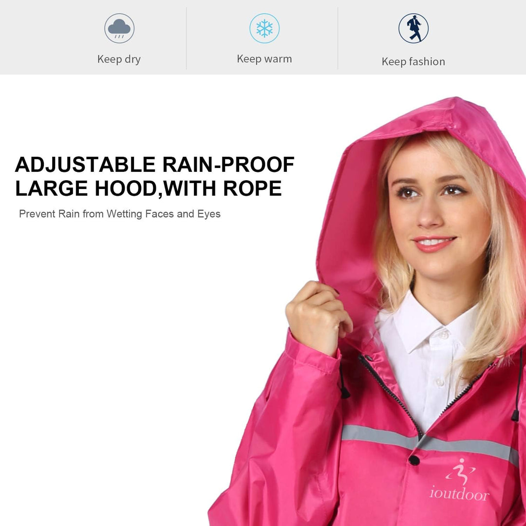 Regenmantel 100% Wasserdicht, der Extra Lange Regenschutz mit Taschen/Reflexstreifen/Kordelzughauben
