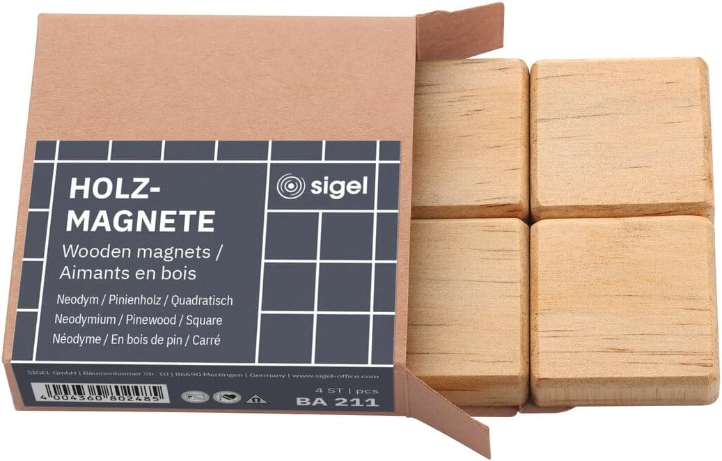 SIGEL BA311 Starterset - für Whiteboards und Glas-Magnetafeln - 4 Board-Marker, 4 Holz-Magnete, Eras