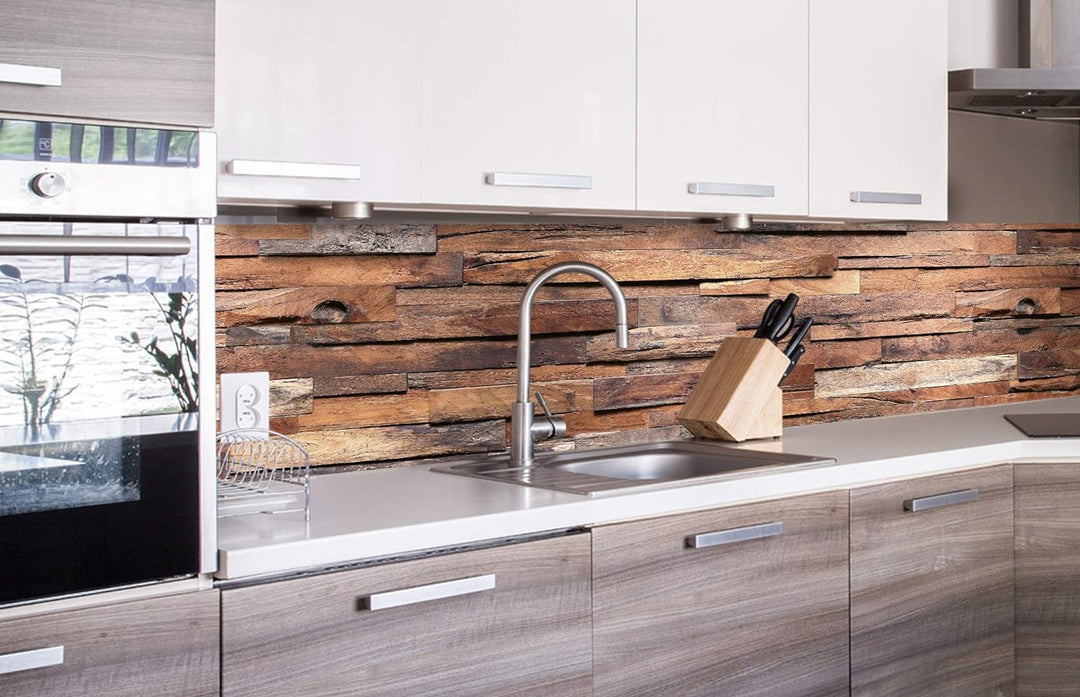 DIMEX Küchenrückwand Folie selbstklebend HOLZWAND | Klebefolie - Dekofolie - Spritzschutz für Küche