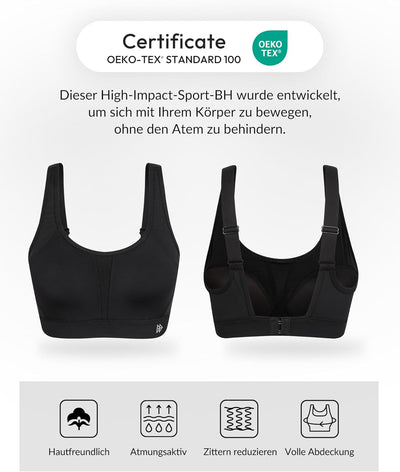 Yvette Sport BH Starker Halt Verstellbar Träger Rückenfrei Gepolstert Fitness Lauf Joggen Bustier Sc