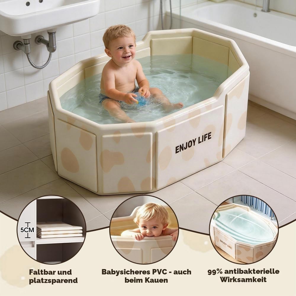 Faltbare Badewanne für Kinder,Grosse Kleinkindbadewanne, Tragbare Badewanne mit Ablassventil Platzsp