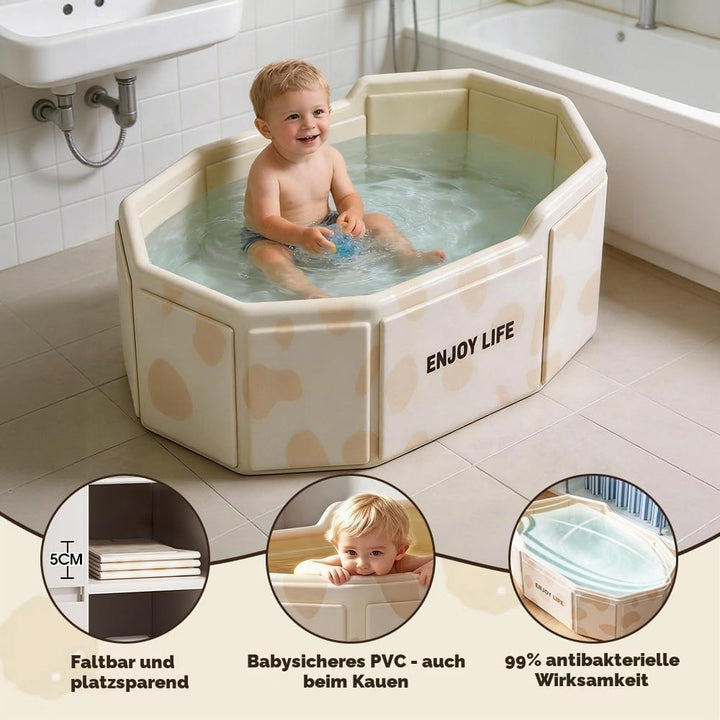 Faltbare Badewanne für Kinder,Grosse Kleinkindbadewanne, Tragbare Badewanne mit Ablassventil Platzsp