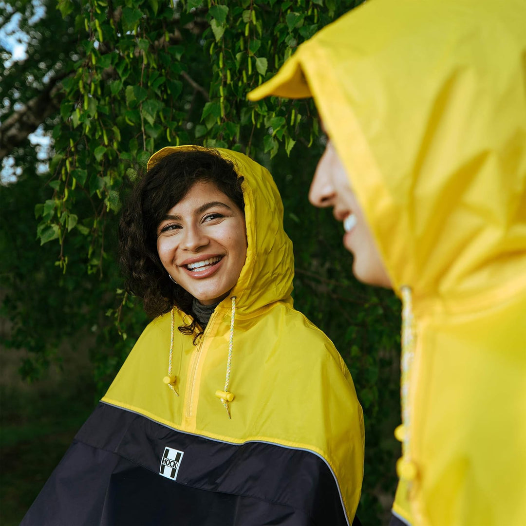 HOCK Fahrrad Regenponcho mit praktischer Rucksackfalte – Fahrradponcho 100% Wasserdicht mit Reflekto