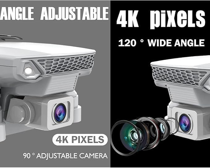 OBEST Drohne mit Kamera 4K, Faltbare RC Quadcopter, Optical Flow, 2 Akkus, One Key Start/Landen, 3D