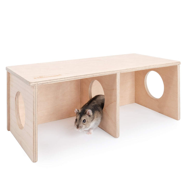 Niteangel Hamster Secret Peep Schuppen 2-Kammer Versteck & Tunnel Erkundungs-Spielzeug, Small - for