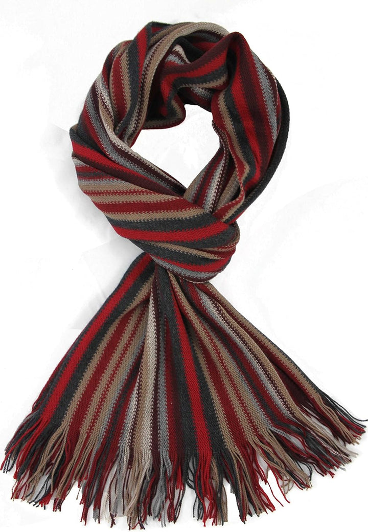 Rotfuchs Schal Kuschelschal Strickschal Raschelschal Streifen modisch rot grau beige 100% Wolle (Mer