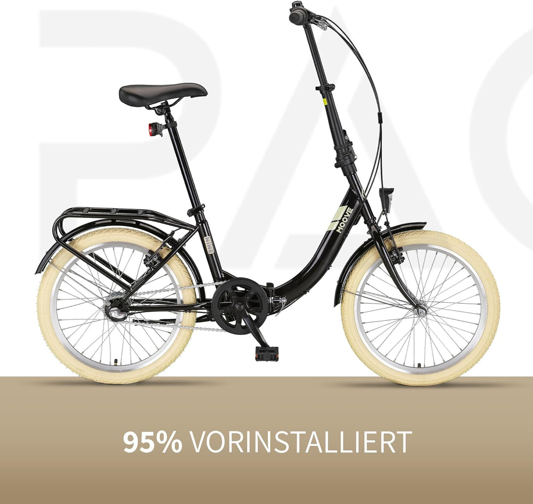 PACTO Nine - Hollandrad Komfortables Klappfahrrad 27cm Stahlrahmen Bike 20 Zoll Bicycle Shimano Nexu