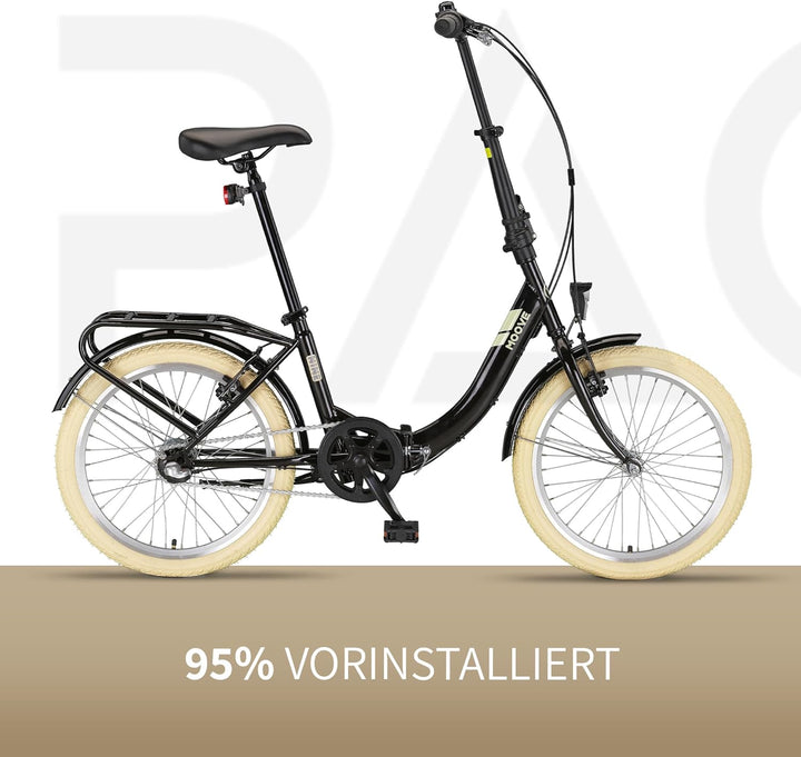 PACTO Nine - Hollandrad Komfortables Klappfahrrad 27cm Stahlrahmen Bike 20 Zoll Bicycle Shimano Nexu