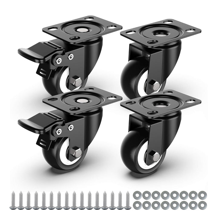 HOLKIE 50 mm Schwerlastrollen bis 250 kg - 4er Set Möbelrollen Schwerlast mit Bremsen - Transportrol