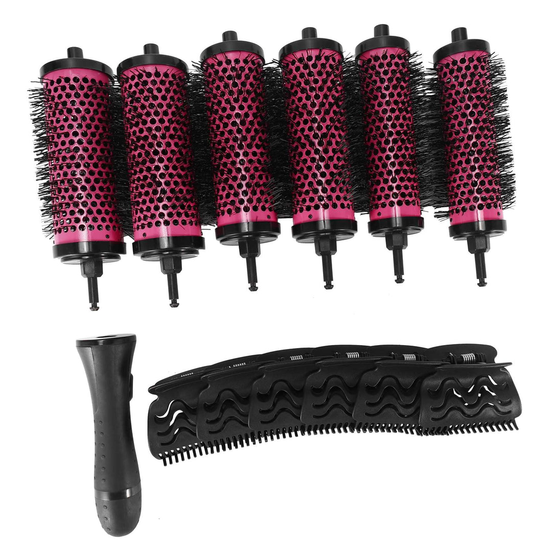 6 Teile/Satz 3 Grössen Abnehmbarer Locken Wickler Pinsel mit Positionierungs Klammern Aluminium Kera