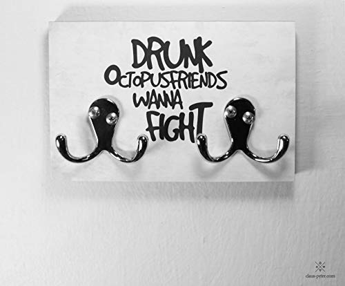 Lustiges Schlüsselbrett – Drunk Octopus Friends Wanna Fight – Kreatives Schlüsselboard für vier Schl