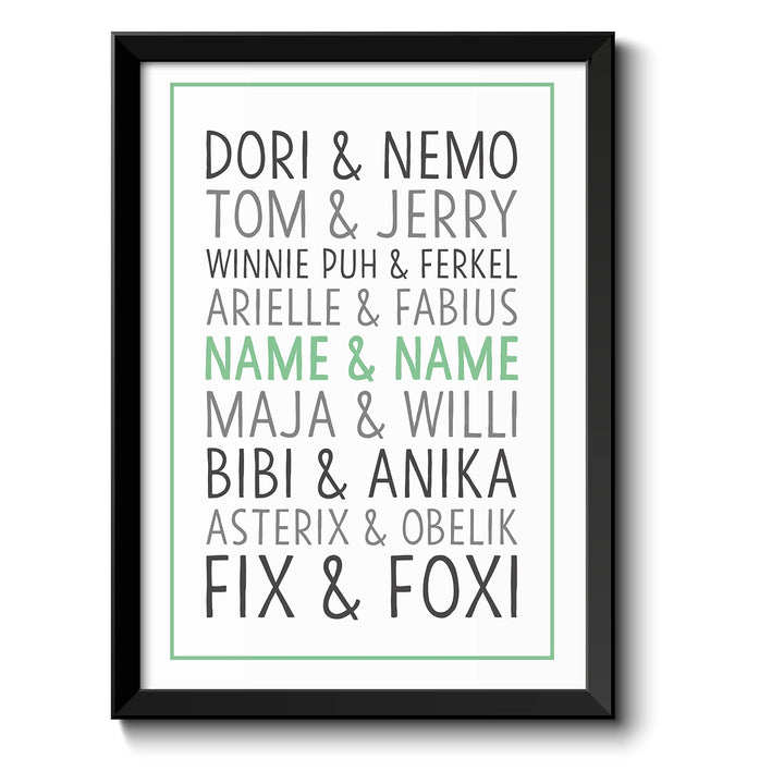 OWLBOOK DU &amp; ICH Beste Freunde Trickfilm Bild im Holz-Rahmen A3 Geschenke Geschenkideen für die best