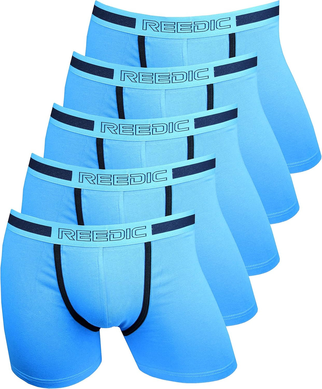 Reedic Herren Boxershorts Baumwolle 5er Pack, Grösse XX-Large (2XL), Farbe je 5X blau
