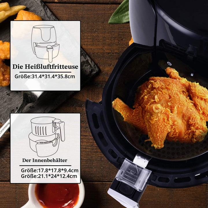 Heissluftfritteuse Airfryer Heissluftfriteuse mit 6 Verschiedenen Kochprogrammen Heissluftfritteuse