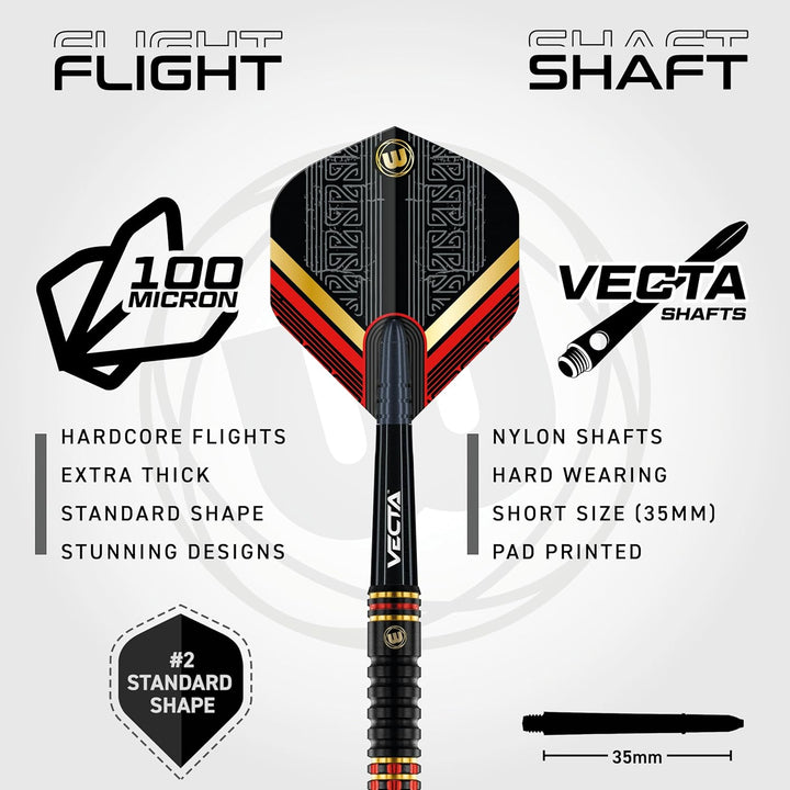 WINMAU Valhalla Profi Stahlspitze Wolfram Dartpfeile mit Flüge und Stiele (Wellen) 24g Steeltip, 24g