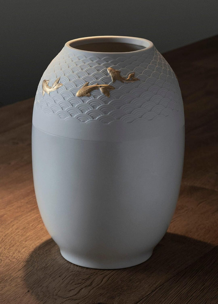 LLADRÓ Koi Vase. Golden Luster. Litophane. Porzellan.