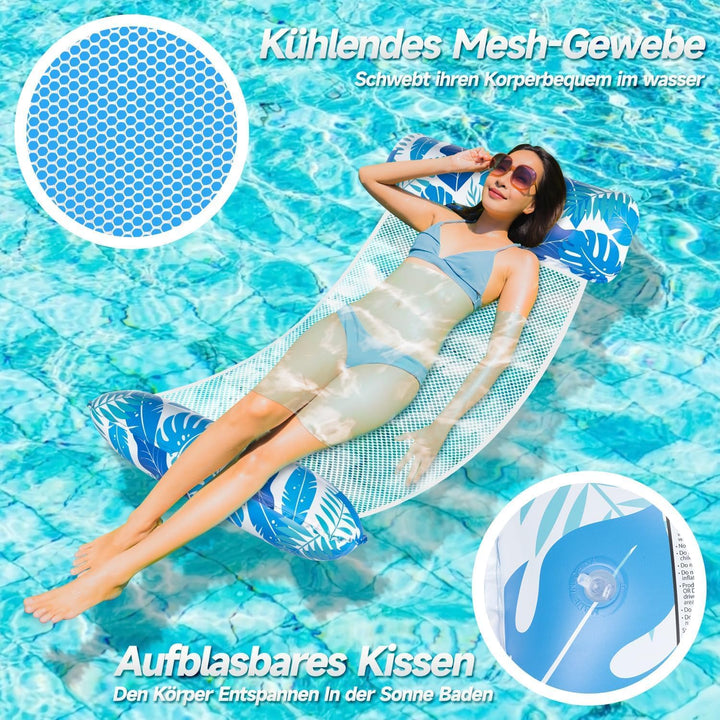 Luftmatratze Pool, 2Stück XL Pool Spielzeug Luftmatratze Wasser, Pool Zubehör Wasserhängematte, 4 IN