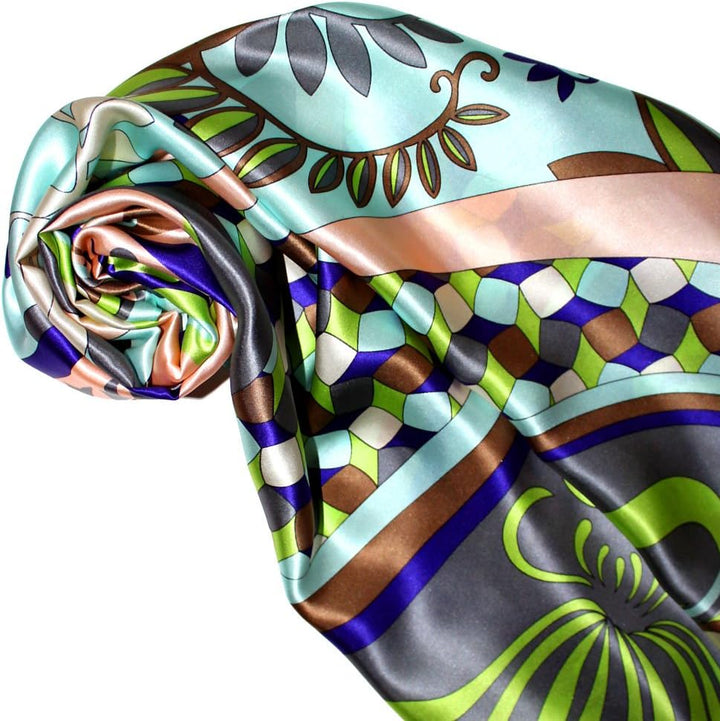 Lorenzo Cana Damen Seidentuch aufwändig bedruckt Tuch 100% Seide 90 cm x 90 cm harmonische Farben Fr
