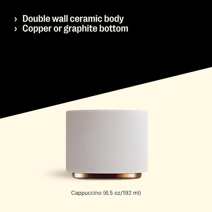 Fellow Doppelwandige Milchkunst-Keramikbecher Cappuccino (6,5 Unzen) Mattes Weiss 1 Unité (Lot de 1)
