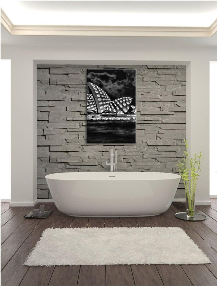 Pixxprint Monocrome, Sydney Opera House bei Nacht, Format: 100x70 auf Leinwand, 100x70